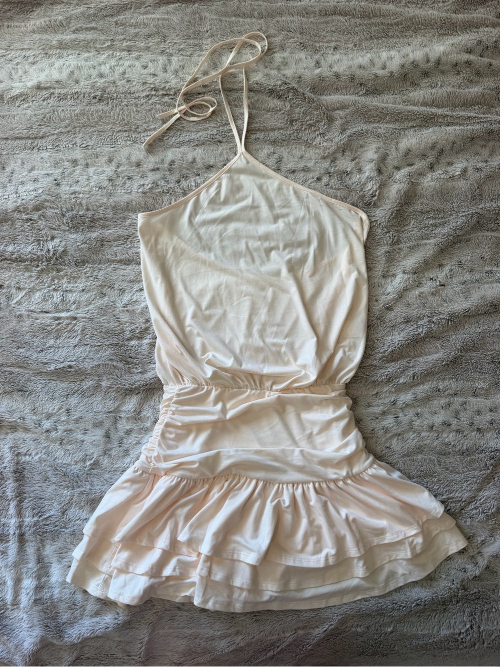 Pale yellow halter drop waist dress